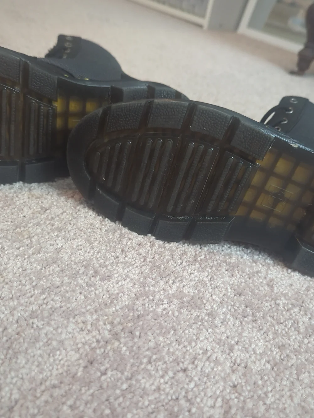 Dr. Martens Black and Yellow Stitch Lace-Up Combat Boots